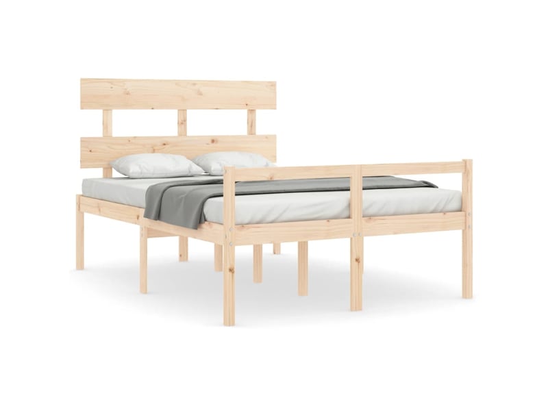  Lit double- lit adulte -  lit pour personne âgée sans matelas 140x190 cm bois massif  - Conforama A