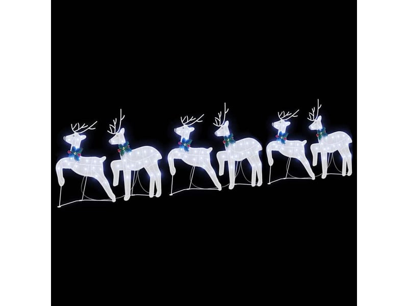 Lot de 6 rennes led, éclairage de noël, décoration de noël blanc 45 x 19 x 65 cm tissu cf62094 - Conforama E