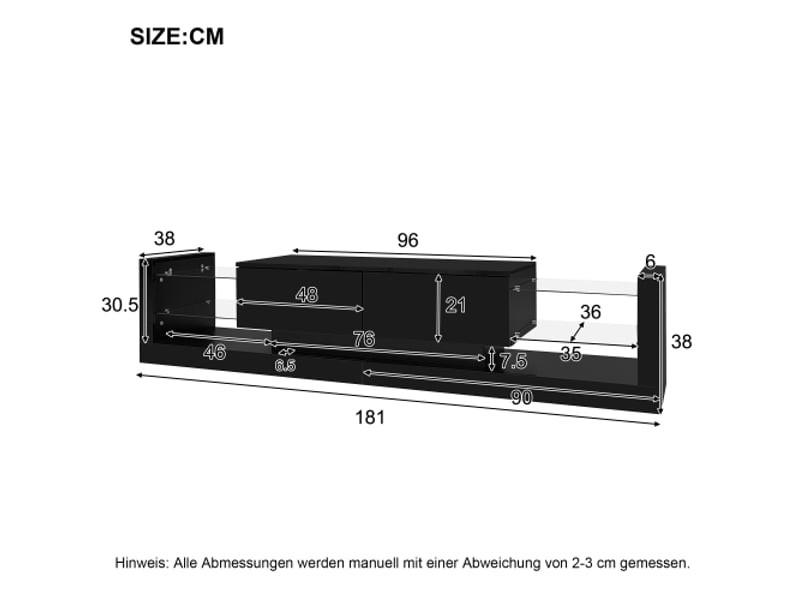  Meuble tv noir brillant, ensemble de meubles tv muraux, un meuble tv, une table basse, avec éclairage led  - Conforama D