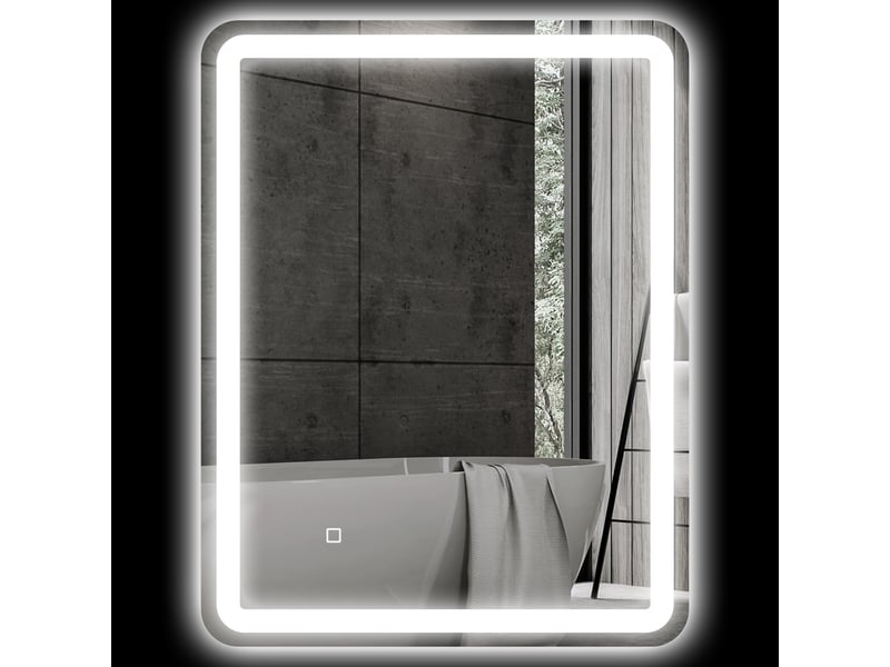  Miroir de salle de bain avec éclairage led 60x80 cm, miroir mural antibuée avec 3 températures de couleur réglables et fonction mémoire  - Conforama B