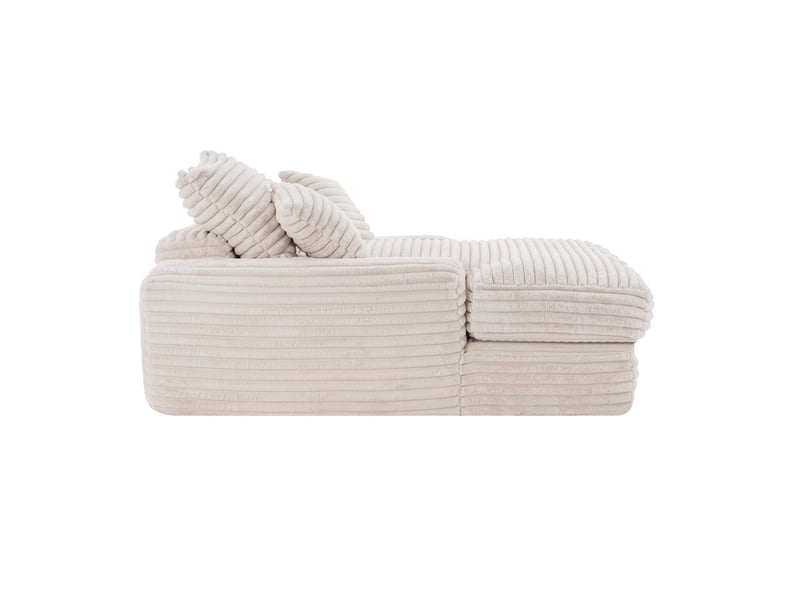  Canapé droit convertible 1 place en velours côtelé beige, 4 coussins amovibles, sans montage pour se détendre  - Conforama A