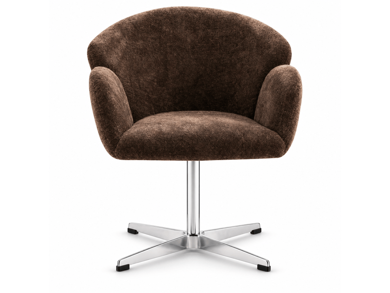  Chaise de salle à manger velours brun pivotante 360°, piètement inox brillant, assise rembourrée, montage facile  - Conforama A