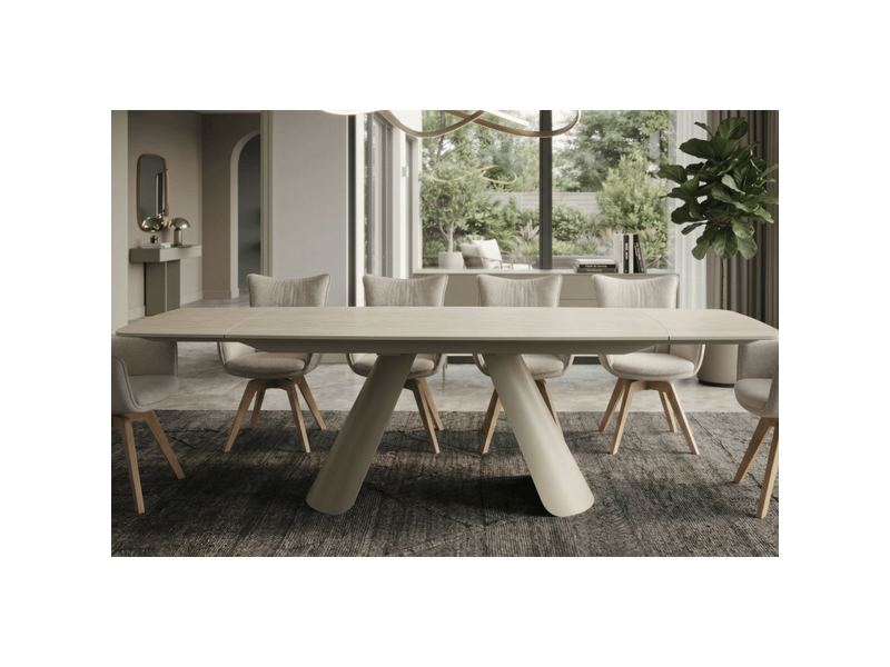  Table de salle à manger extensible covy 160 à 240 cm en céramique champagne et métal – 6 places  - Conforama E