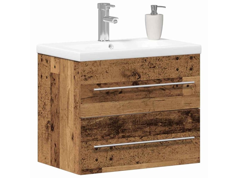  Meuble de lavabo de salle de bain, armoire de bain 2 pc bois ancien cf65494  - Conforama C