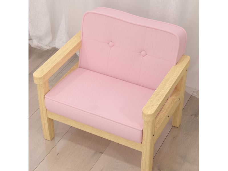  Fauteuil enfant rose 46,5 x 44 x 45 cm en bois, tissu aspect velours côtelé, rembourré 3 à 8 ans  - Conforama B