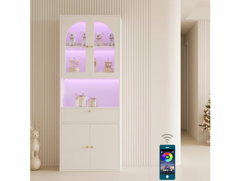  Vitrine bibliothèque avec éclairage led rgb 70 x 35 x 180 cm evryae  - Conforama D