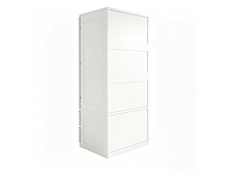  Armoire 70x55x170 cm double porte tiroirs étagères rotin blanc  - Conforama E