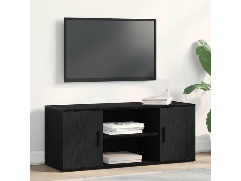  Meuble tv - banc tv - meuble de rangement 100 x 35 x 40 cm chêne noir bois d'ingénierie  - Conforama B