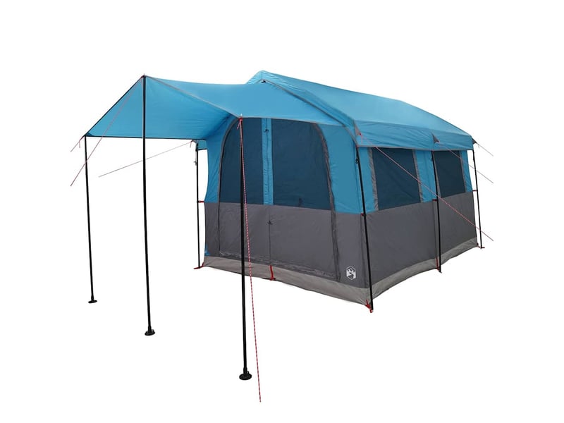  Tente de camping, tente familiale 4 personnes bleu et gris  - Conforama D