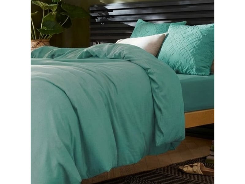  Parure de lit 240x260 cm lin métis aqua PD25520 - Conforama B