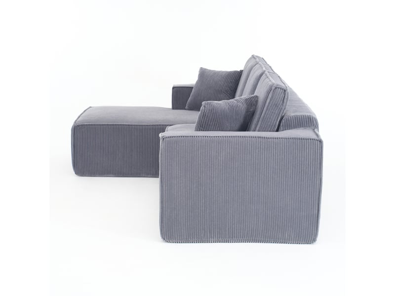 Canapé d’angle l modulable gris en velours côtelé avec méridienne 3 places mousse hd - Conforama D
