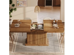 Table à manger extensible avec rangement 160x80x76 cm marron foncé