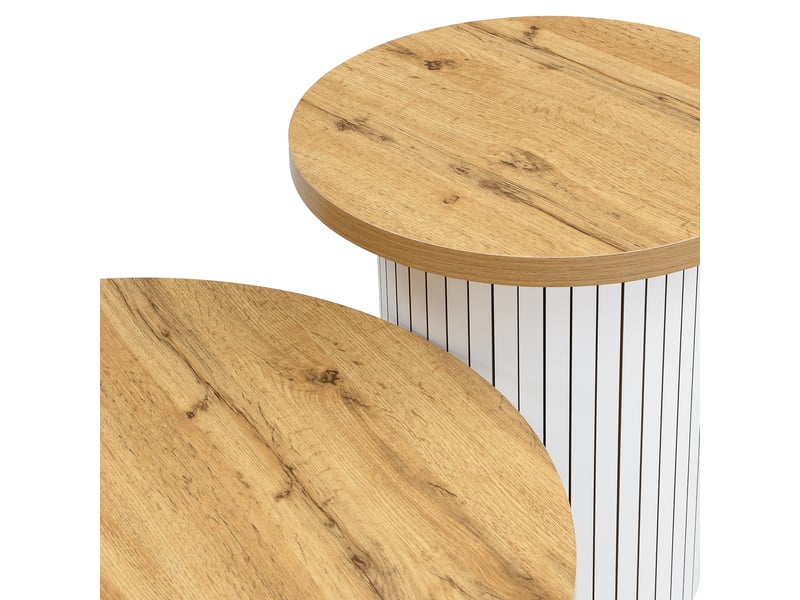  Ensemble de 2 tables basses rondes avec rangement, naturel, 75,45 cm Fay Lum - Conforama D