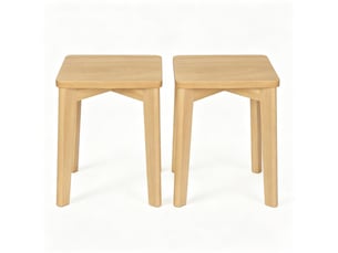 Lot de 2 tabourets empilables 31x31x44,5 cm en bois de hêtre, coloris bois naturel