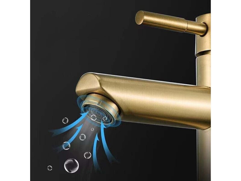  Mitigeur lavabo monocommande inox or brossé eau chaude et froide salle de bain PB389370 - Conforama B