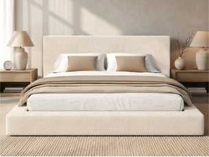 Lit 2 places 160x200 cm <strong>BIQZUYA</strong>  <strong></strong> coloris beige