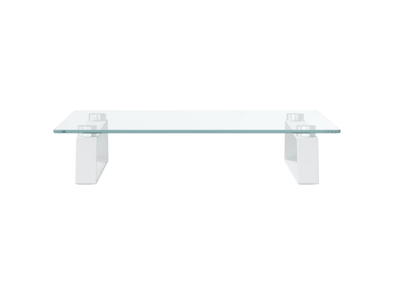  Support de moniteur table meuble bureau 40 x 35 x 8 cm verre trempé et métal blanc 02_0044861  - Conforama B