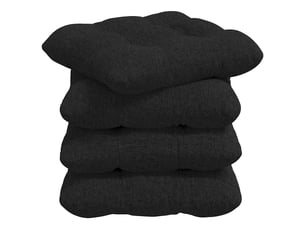 Lot de 4 coussins de siège, coussins décoratifs tissu noir 40 x 40 x 12 cm cf60021
