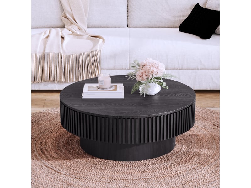  Table basse ronde 75 x 75 cm en bois massif et mdf  - Conforama R