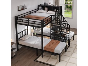 Lit superposé 90x140/200 cm <strong>OKWISH</strong>  <strong></strong> coloris noir