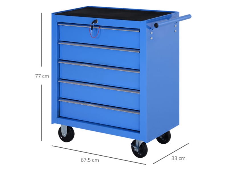  Chariot d'atelier mobile avec 5 tiroirs, servante à outils rouge en acier, coffre pratique pour garage et atelier  - Conforama E