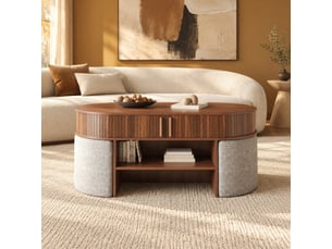Table basse ovale coloris bois foncé <strong>HAVRYA</strong> <strong></strong> - 60 cmx120 cm