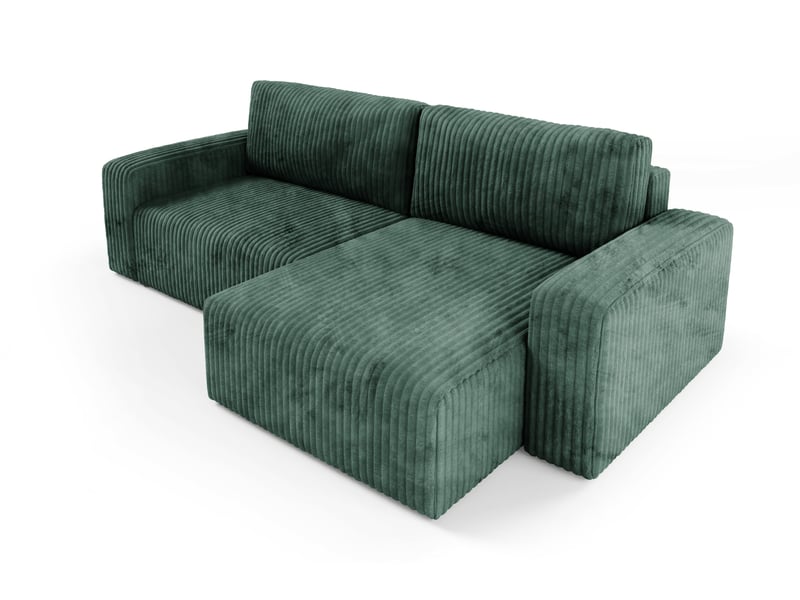  Canapé d'angle convertible cord fano vert  - Conforama C
