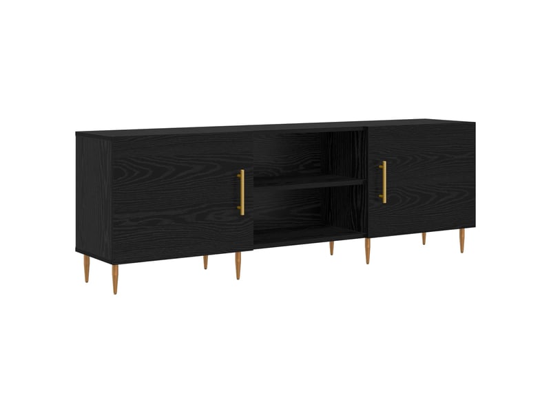  Meuble tv - banc tv - meuble de rangement 150 x 30 x 50 cm chêne noir bois d'ingénierie  - Conforama A