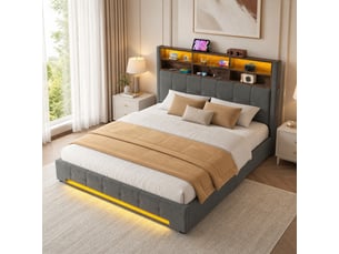 Lit coffre 180x200 cm ELVMI   coloris gris