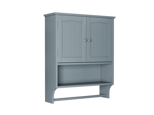 Armoire murale de salle de bain 2 portes porte-serviettes mdf gris 56.8x19x70 cm