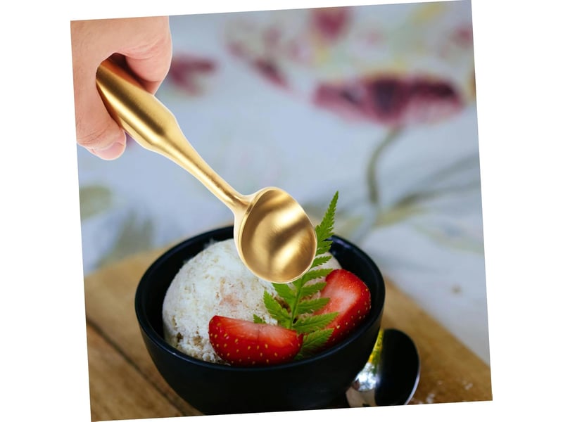  Cuillère à crème glacée inox dorée manche long antiadhésive facile à nettoyer pour boules de fruits glace et pâte à biscuits outil polyvalent  - Conforama E
