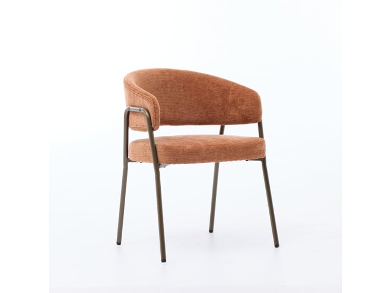  Chaises de salle à manger modernes en chenille orange avec accoudoirs – pieds bronze antique – vendu à l'unité sw1876og  - Conforama A