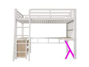 Lit mezzanine 140x200 cm BGSRYAO coloris blanc