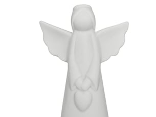 Ange de noël lumineux en céramique led blanc h. 20 cm