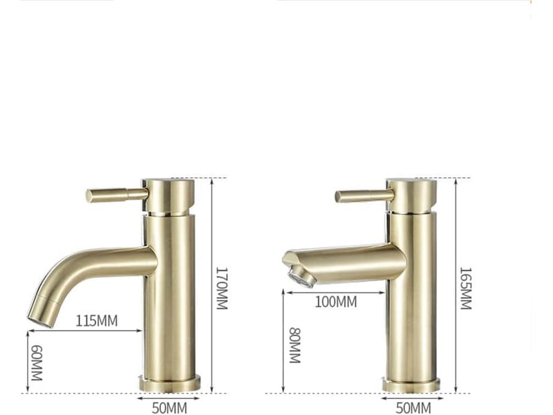  Robinet lavabo robinet salle de bain, moderne design élégant laiton doré brossé mitigeur lavabo, eau chaude et froide disponible, valve en céramique - gris  - Conforama E