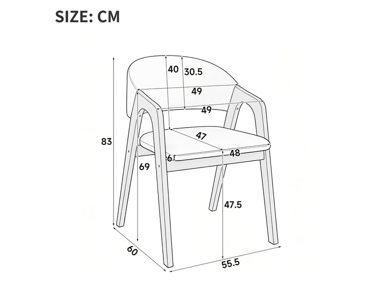  Lot de 2 chaises de salle à manger avec accoudoirs en lin homvra  - Conforama E