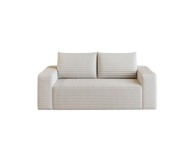 Canapé compressé 2 places 180x90x83 cm - velours côtelé - éponge à haute élasticité - 2 coussins - blanc - salonchambre  - Conforama A
