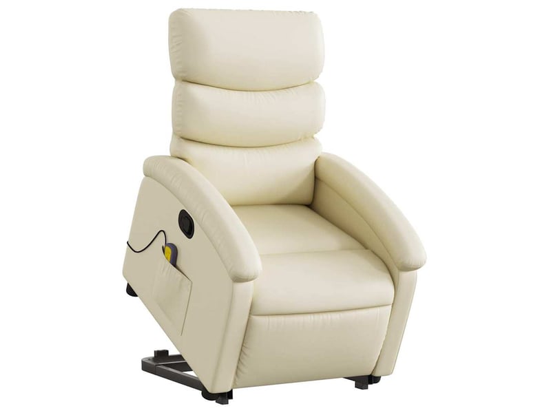 Fauteuil inclinable de massage crème similicuir shl57207 - Conforama C