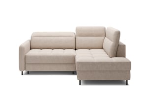 Canapé d'angle droit convertible barnea 208 cm beige crème avec rangement