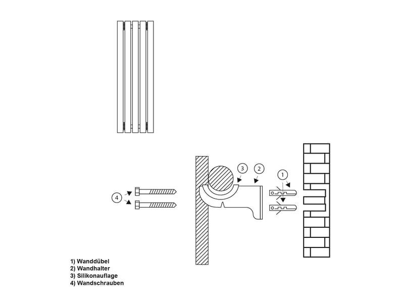 Luxebath support pour radiateur salle de bain blanc modèles droits et courbés kit complet matériel de fixation accessoires de montage pour sèche-serviette suspendu avec manuel d'instructions - Conforama B
