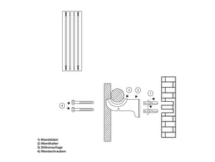Luxebath support pour radiateur salle de bain blanc modèles droits et courbés kit complet matériel de fixation accessoires de montage pour sèche-serviette suspendu avec manuel d'instructions