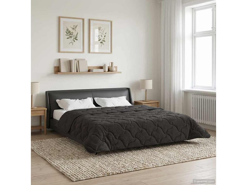  Couette - duvet d'été 200 x 220 cm été anthracite respirant  - Conforama D