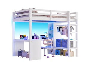 Lit mezzanine 140x200 cm <strong>OKWISH</strong>  <strong></strong> coloris blanc