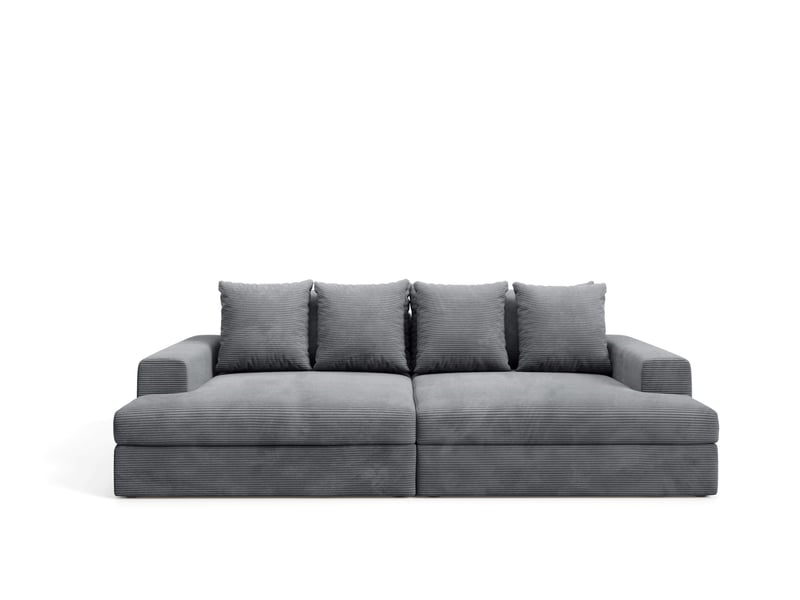  Canapé droit 4 places confort assise profonde en velours côtelé caldo gris anthracite  - Conforama A
