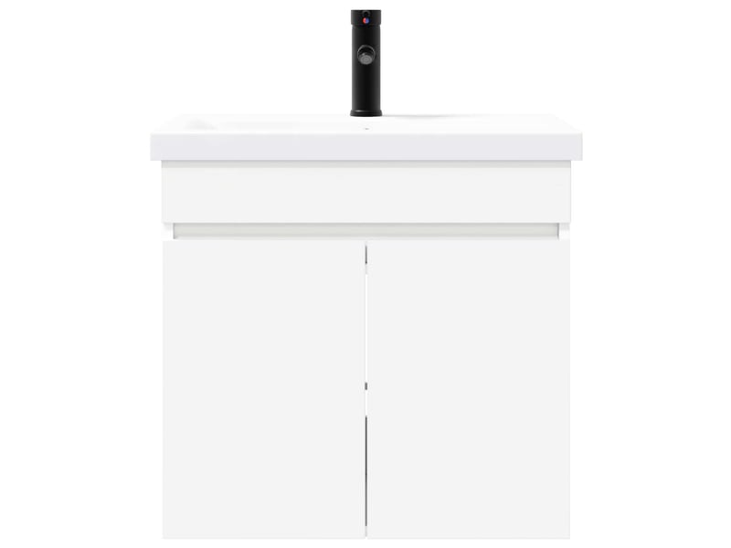 Meuble de rangement salle de bain avec robinet blanc 61x40x74.5 cm - Conforama E