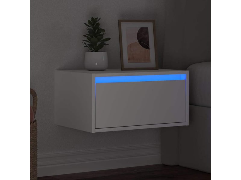  Table de chevet, table d'appoint murale avec lumières led blanc  - Conforama E