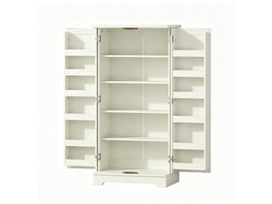 Buffet de cuisine modenvie 60 x 40 x 120 cm 2 portes avec étagères réglables mdf et panneaux de particules coloris crème aspect bois