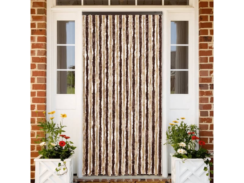  Rideau anti-mouches, moustiquaire beige et marron clair 100x230 cm chenille cf43503  - Conforama B