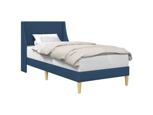 Lit adulte, lit simple, cadre de lit uni avec tête de lit bleu 90x200cm tissu cf16558