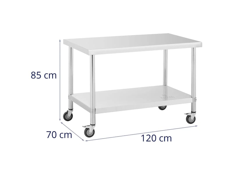  Table de travail en inox premium 70 x 120 cm 158 kg acier inoxydable argenté 14_0010026  - Conforama E